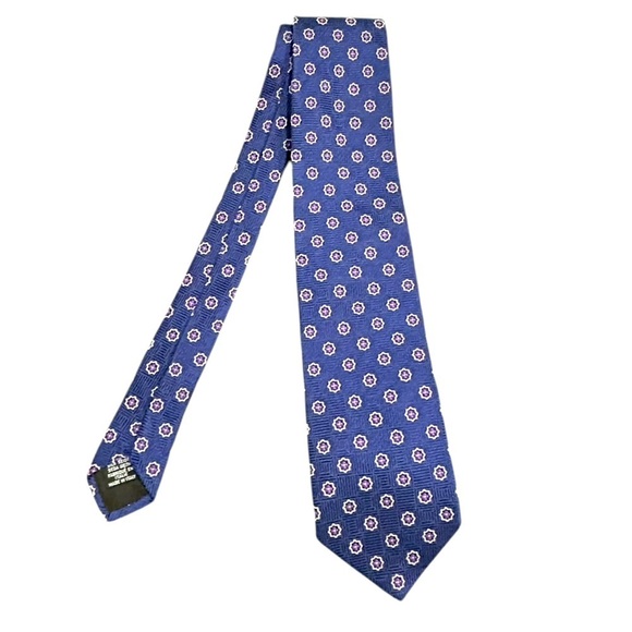 Men’s Boss by Hugo Boss 100% silk made in Italy tie blue medallion print - Picture 1 of 6